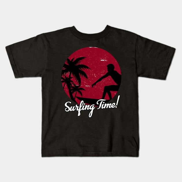 Red Surfer Logo Kids T-Shirt by Dominic Becker